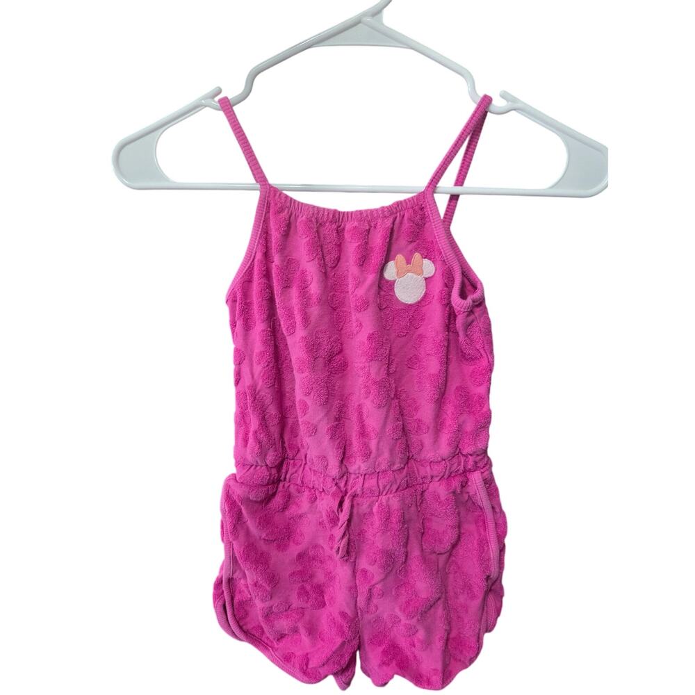 Pink Fuzzy Terry Cloth Sleeveless Minnie Mouse Romper - Disney - 5